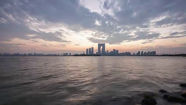 T/L苏州金鸡湖日落，中国视频下载