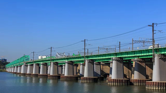 汉江cheolgyo风景(铁路桥)视频素材