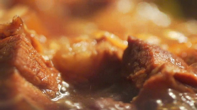 传统的中国食物红猪肉视频素材