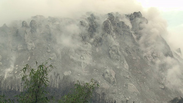 不稳定的冒烟火山熔岩穹丘视频素材
