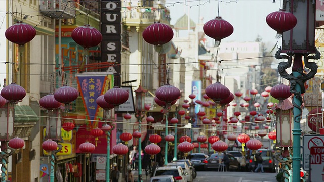 美国，加利福尼亚，旧金山，中国灯笼在唐人街区视频下载