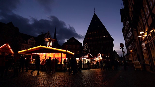 德国希尔德斯海姆的圣诞市场视频素材