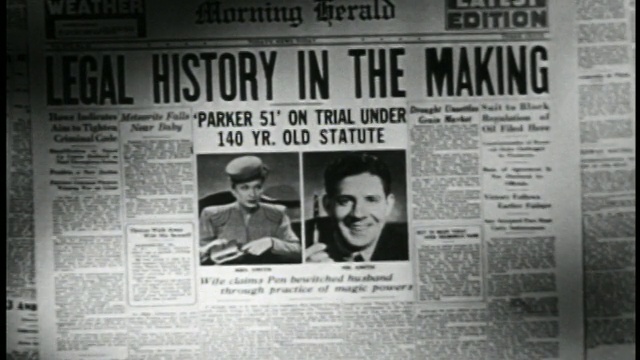 1946年B/W关闭报纸旋转与“法律历史在制造”标题/鲁迪瓦莱照片视频下载