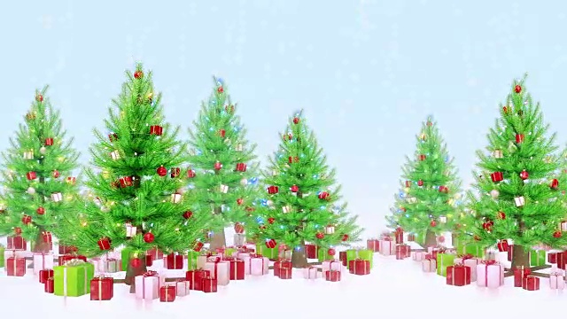 圣诞树与礼物在一天的背景旋转视频素材