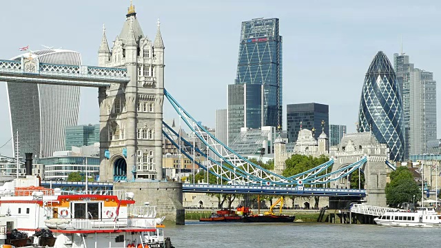 伦敦塔桥与城市(4K/超高清到高清)视频素材