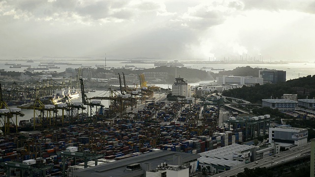 港口码头和城市/新加坡WS HA视图视频素材