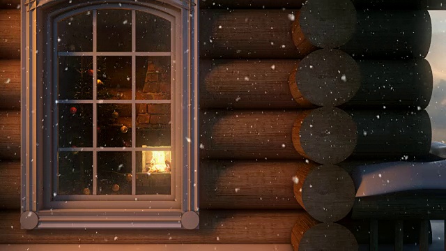 圣诞场景背后的窗口4K |可循环视频素材
