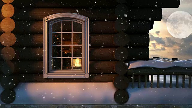圣诞场景背后的窗口4K |可循环视频素材