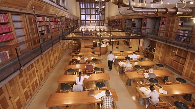 图书馆的阅览室很忙视频素材