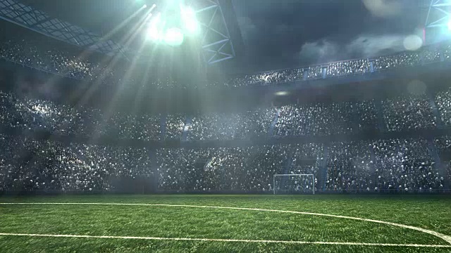 戏剧性的天空下的足球场视频素材