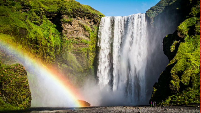 冰岛的Skogafoss瀑布和彩虹视频素材