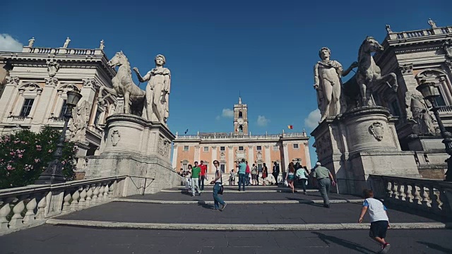 罗马的卡比托利欧楼梯和坎皮多格里奥广场视频下载