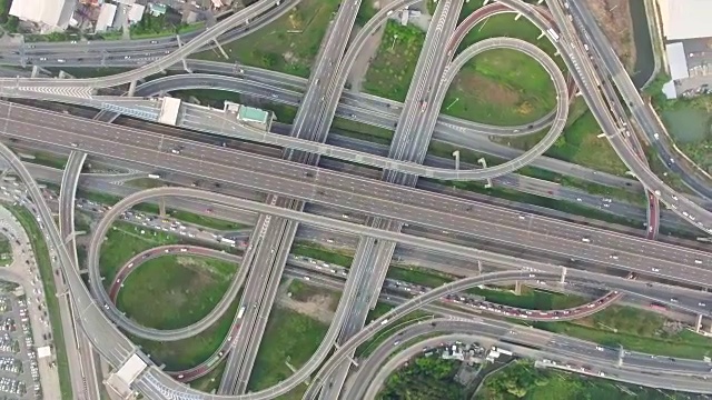 泰国曼谷高速公路交通，鸟瞰图视频素材