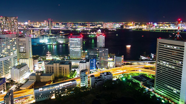 WS T/L东京海湾地区城市夜间/日本东京视频素材