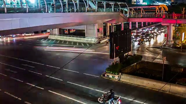 4K:十字路口中心城市与交通堵塞的延时视频素材