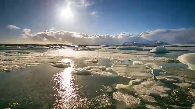 4K延时拍摄:Vatnajokull冰川Jokulsarlon泻湖冰岛视频下载