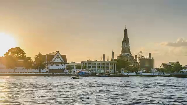 泰国曼谷，卧龙寺的日落视频素材