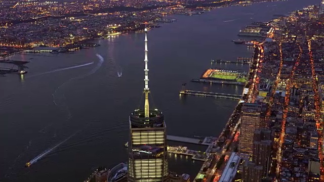 纽约自由塔的夜景视频素材