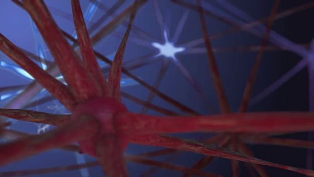 3d CG大脑运动神经元放电，显示大脑活动视频素材