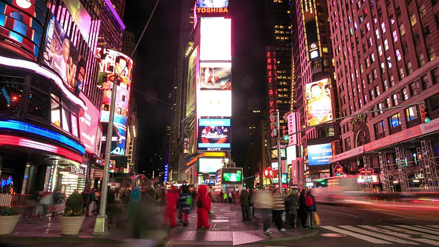 高清延时:纽约时代广场夜景视频素材