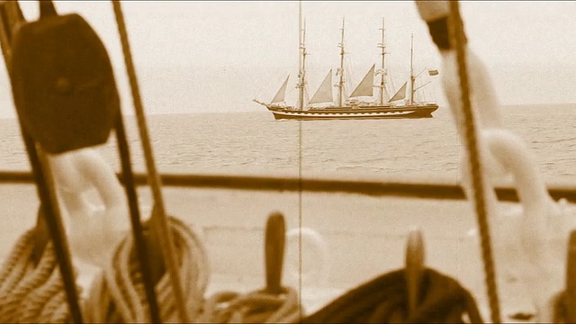 老式帆船-程式化的老电影视频素材