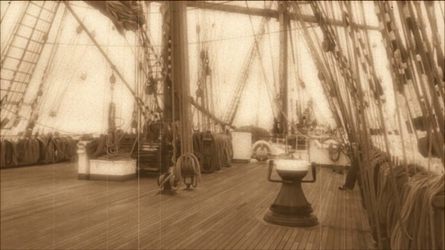 登上一艘老帆船-程式化的老电影视频素材