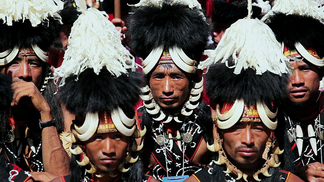 印度那加兰邦，Chang部落穿着传统服装的部落舞蹈节音频视频下载