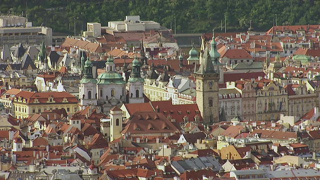 捷克共和国布拉格圣尼古拉斯教堂的MS航拍视频下载