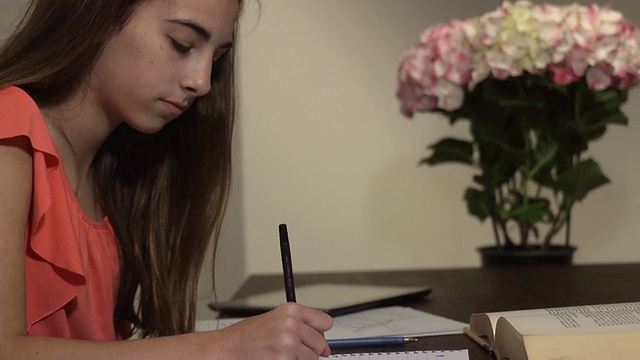 拉丁青少年女性研究地理在家CU视频素材