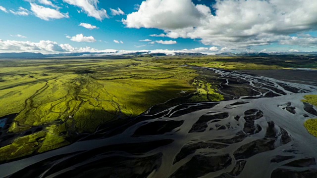 航拍:冰岛地貌与辫状河视频素材