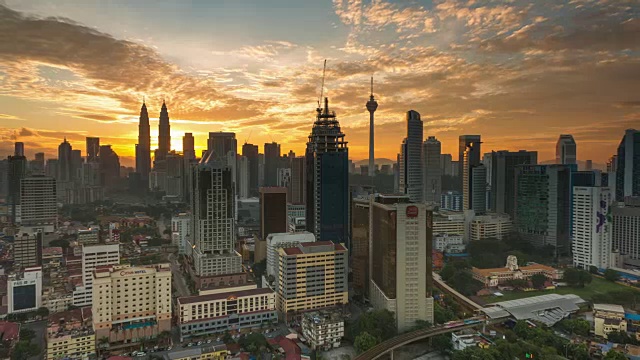 日出时间流逝俯瞰吉隆坡城市景观视频素材