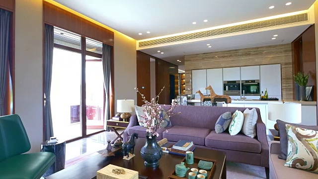 装修和家具在现代客厅4k视频下载