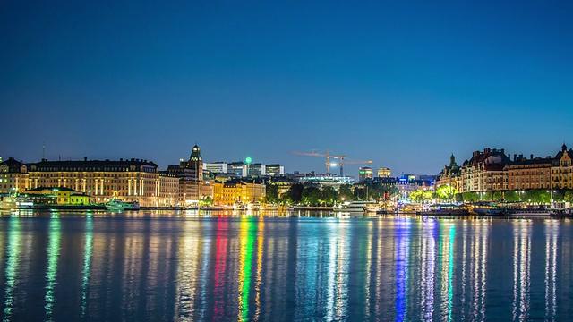 高清时间推移:斯德哥尔摩夜景视频素材