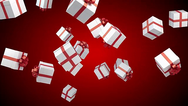 礼品盒落在红色背景上视频素材