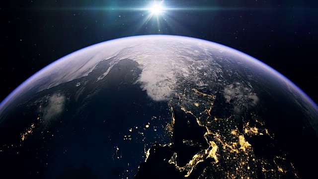 从太空俯瞰欧洲的日落视频下载