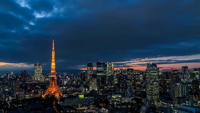 高清延时:鸟瞰图东京塔日本-股票视频视频素材