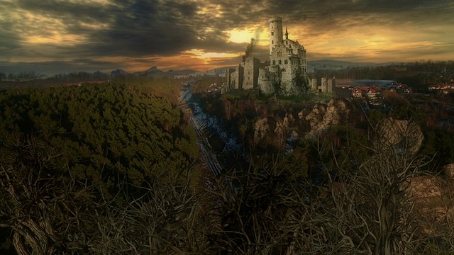 航拍的幻想城堡视频素材