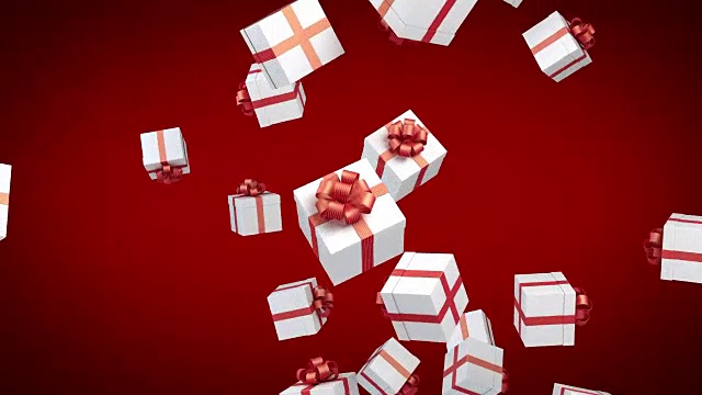 礼品盒落在红色背景上视频素材