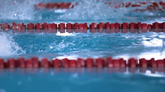 男子游泳运动员在比赛中从跳台上跳下来视频下载