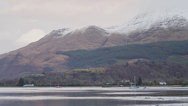 苏格兰高地的艾蒂夫湖的冬季景色。视频下载