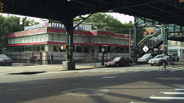 MS PAN拍摄于美国纽约的街道和火车立交桥视频素材