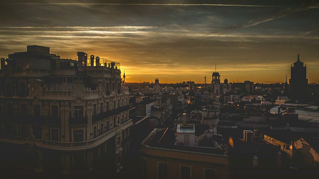 马德里城市景观的日出时间视频素材
