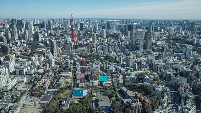 4K延时:鸟瞰图东京塔日本视频素材