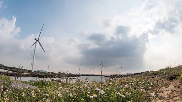 景观风力机多为垂直轴风力机，在海岸附近的风力发电站视频下载