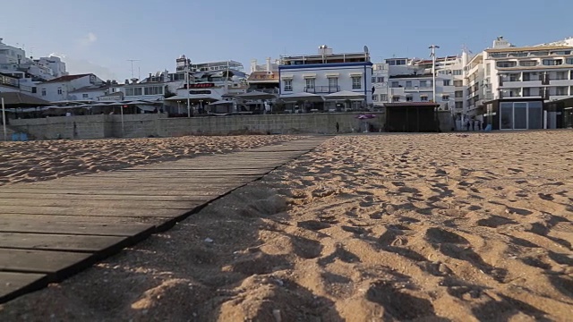 海滩景色，阿尔布费拉，阿尔加维，葡萄牙，欧洲视频下载