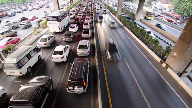 泰国曼谷的道路与交通堵塞延时，4k(超高清)视频素材