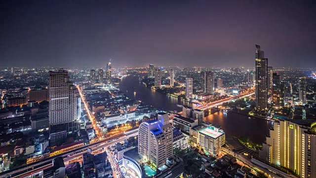 T/L WS HA Bangkok Skyline Day to Night Transition /曼谷，泰国视频下载