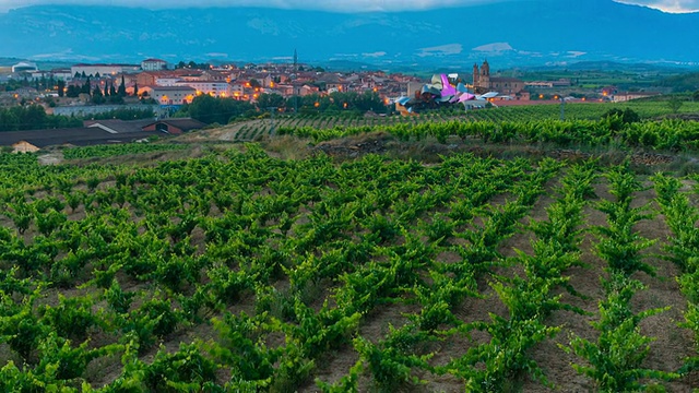 西班牙巴斯克地区Alava的la Rioja Alavesa / Elciego葡萄酒产区Elciego Marques de Riscal酒庄MS T/L ZO Shot视频下载