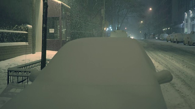纽约有暴风雪。天气好多风景。城市冬季背景视频素材