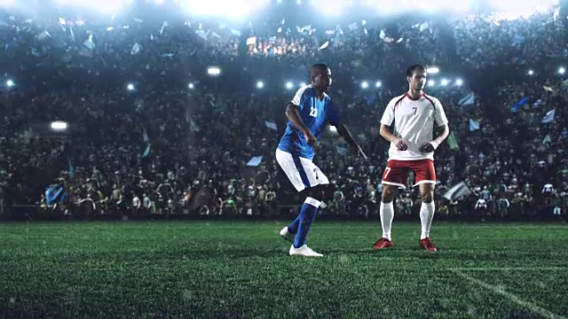 足球运动员做了戏剧性的比赛视频素材